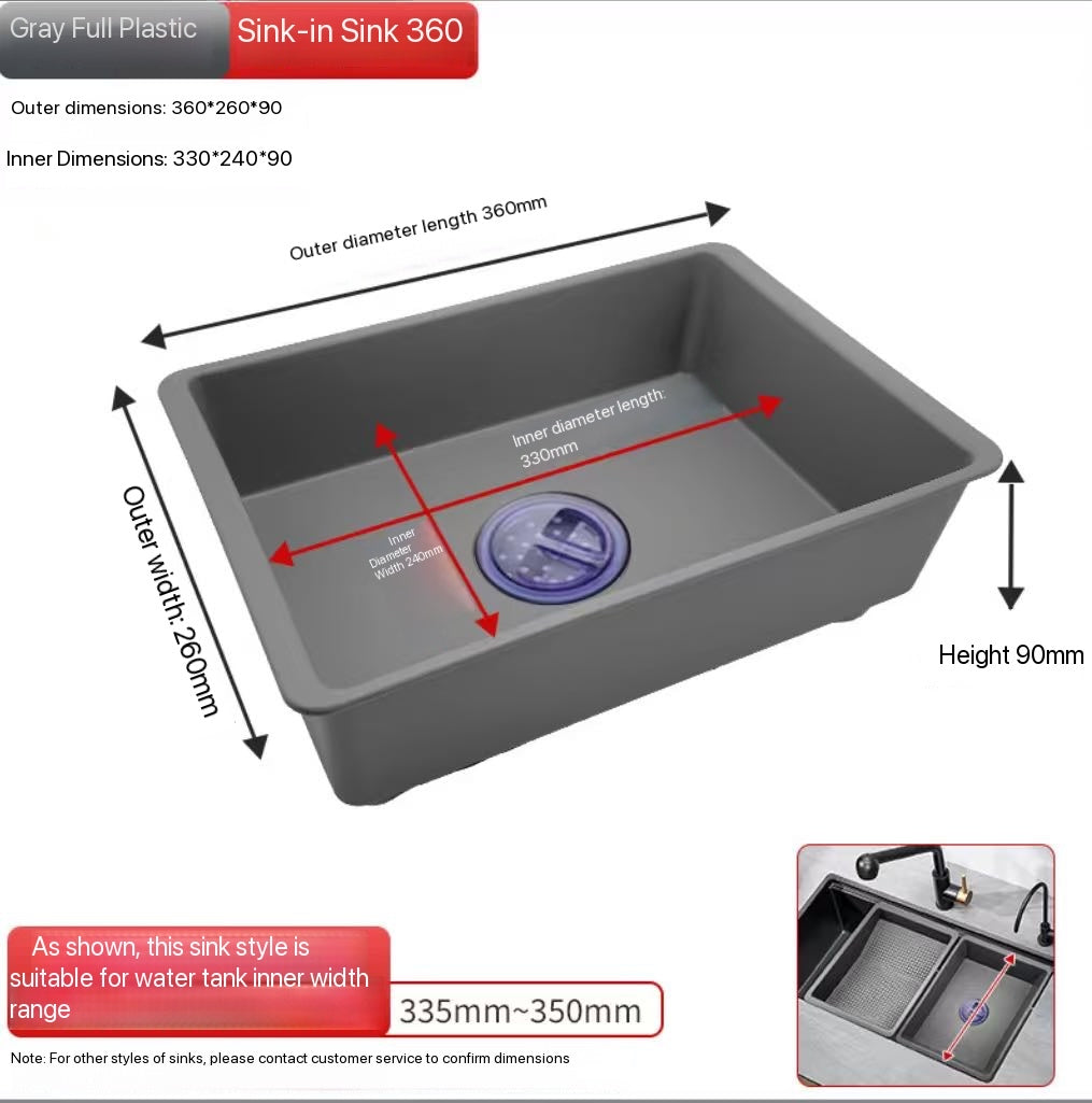 All-plastic Drain Basin [Grey]